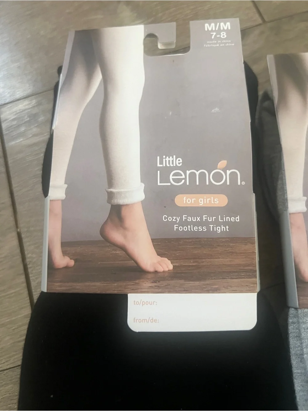 2 Pairs Little Lemon Cozy Faux Fur Lined Footless Tights Size 7-8 New